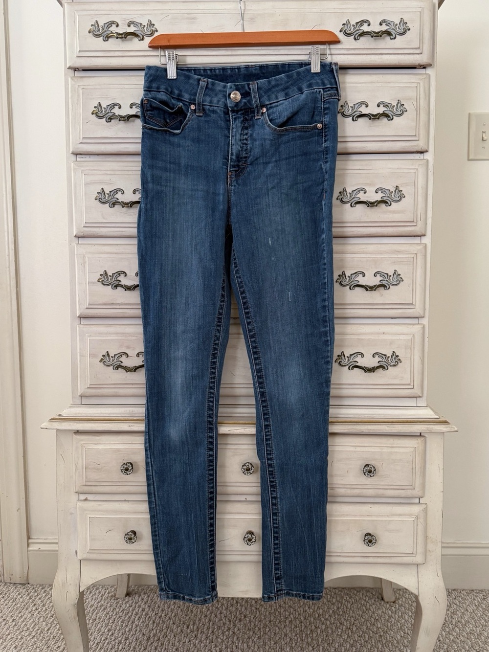 High Rise Medium Wash Skinny Jeans
